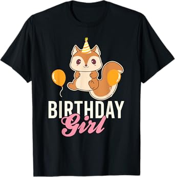Cute Squirrel Birthday Girl T-Shirt