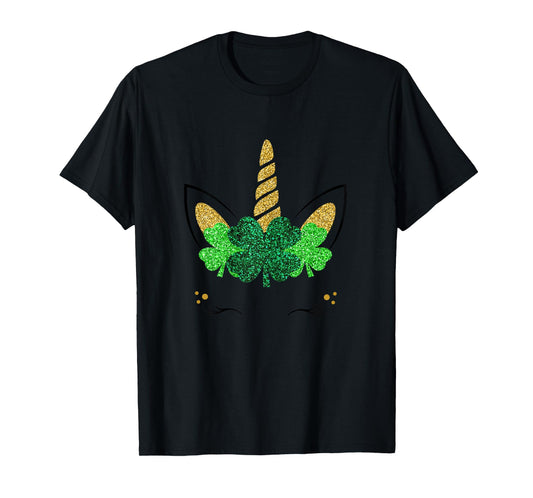 Unicorn Face St Patrick's Day Girls T-Shirt