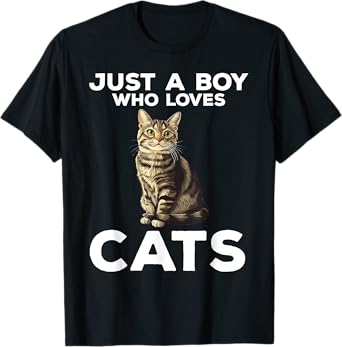 Just A Boy Who Loves Cats Cute Cat T-Shirt