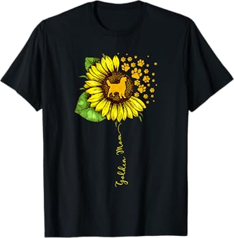 Funny Golden Mom Sunflower Mother's Day Golden Retriever Dog T-Shirt