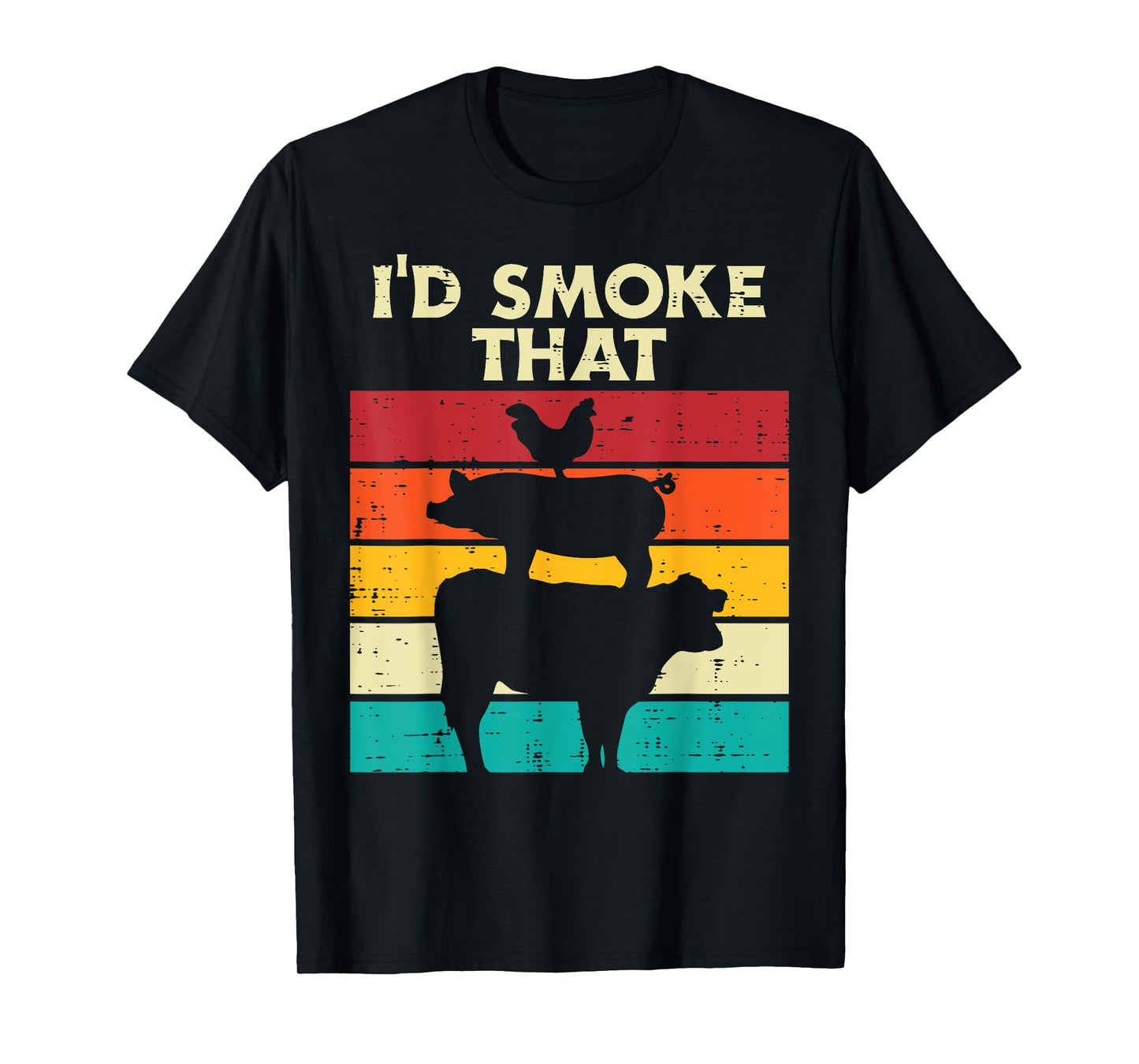 Id Smoke That Chicken Pork Beef Retro Meat Smoking Bbq Grill T-Shirt