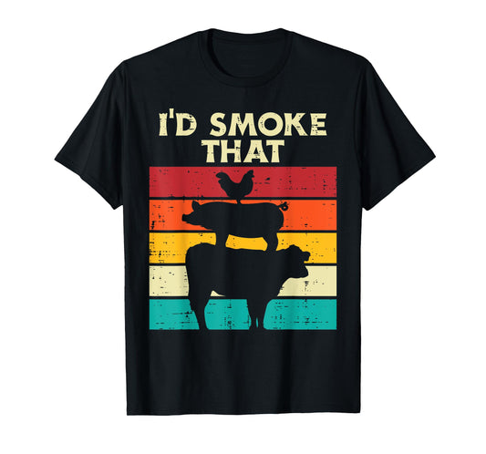 Id Smoke That Chicken Pork Beef Retro Meat Smoking Bbq Grill T-Shirt
