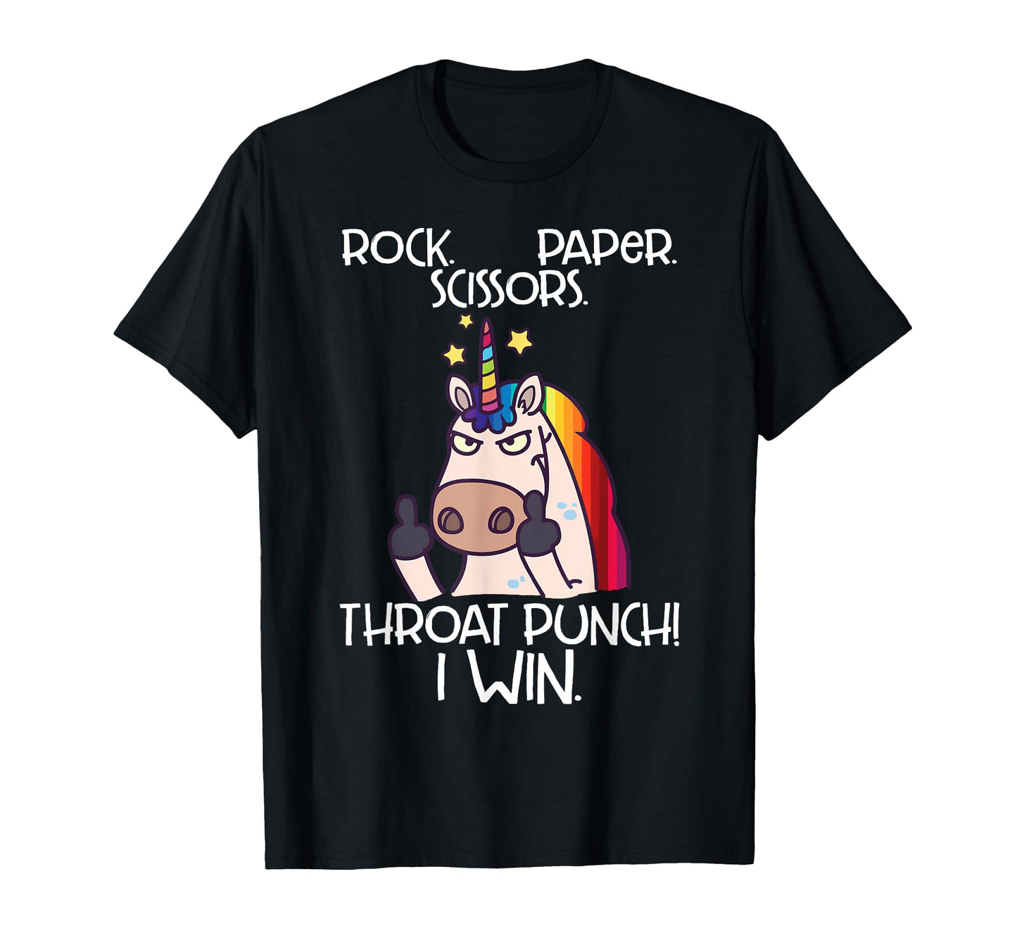 Rock Paper Scissors Throat Punch I Win Funny Unicorn Shirt T-Shirt