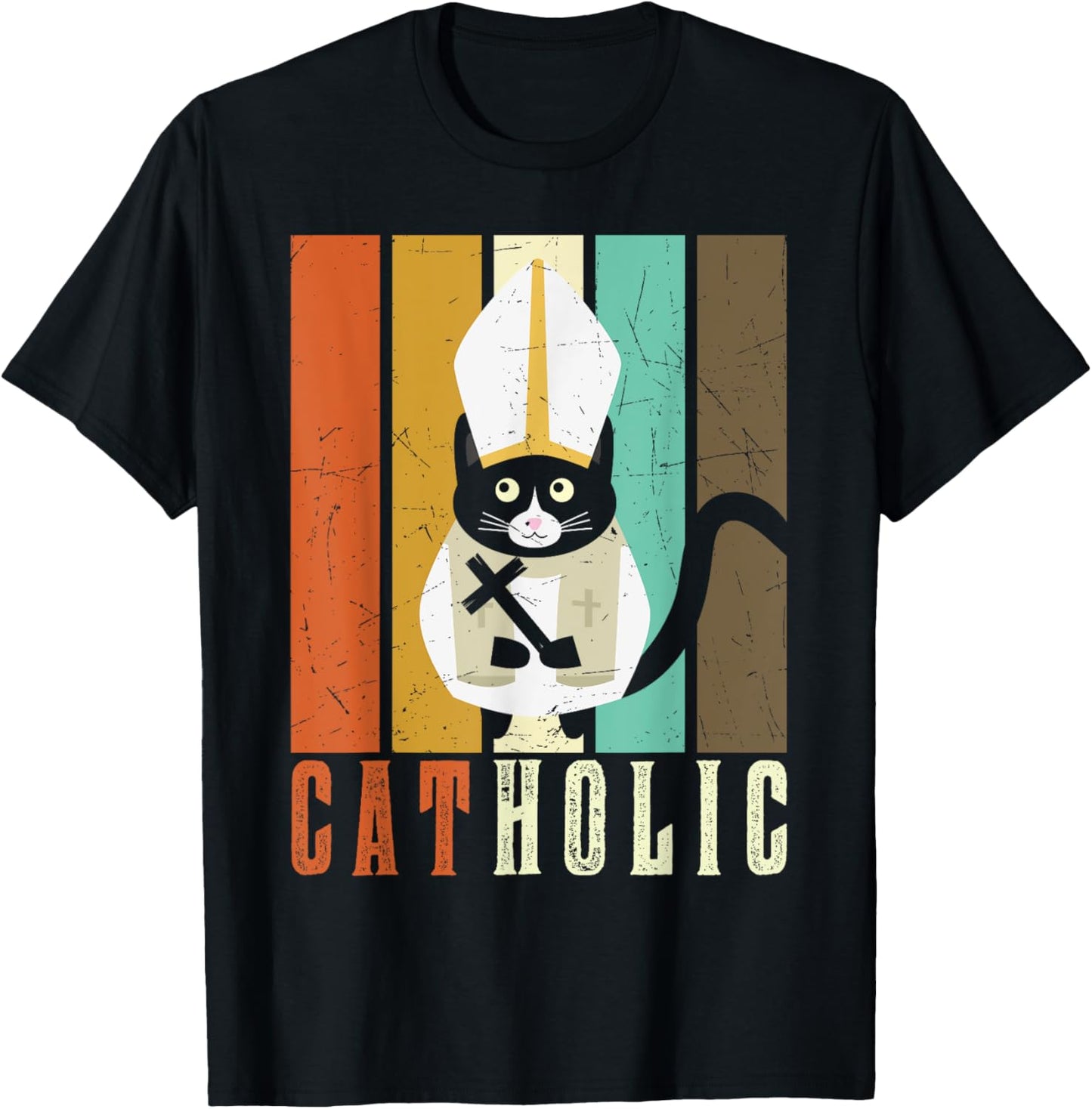 Cat-holic Cat Lover Retro Vintage T-Shirt