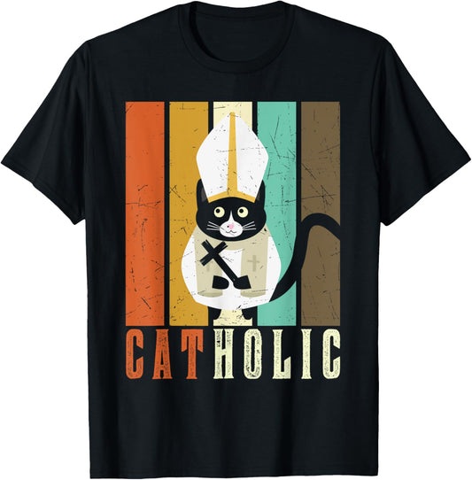 Cat-holic Cat Lover Retro Vintage T-Shirt