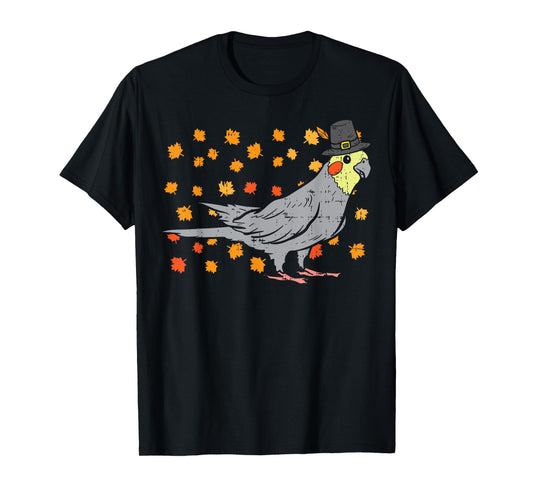 Pilgrim Cockatiel Bird Thanksgiving Fall Autumn Animal Gift T-Shirt