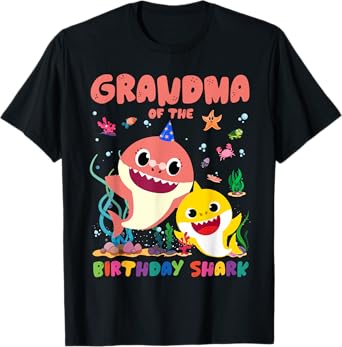 Funny Birthday Boy Girl Grandma Of The Birthday Family Shark T-Shirt