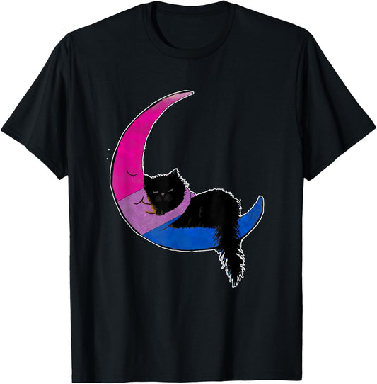 Bisexual Moon Space Cat Pride Cat Bisexual LGBT T-Shirt