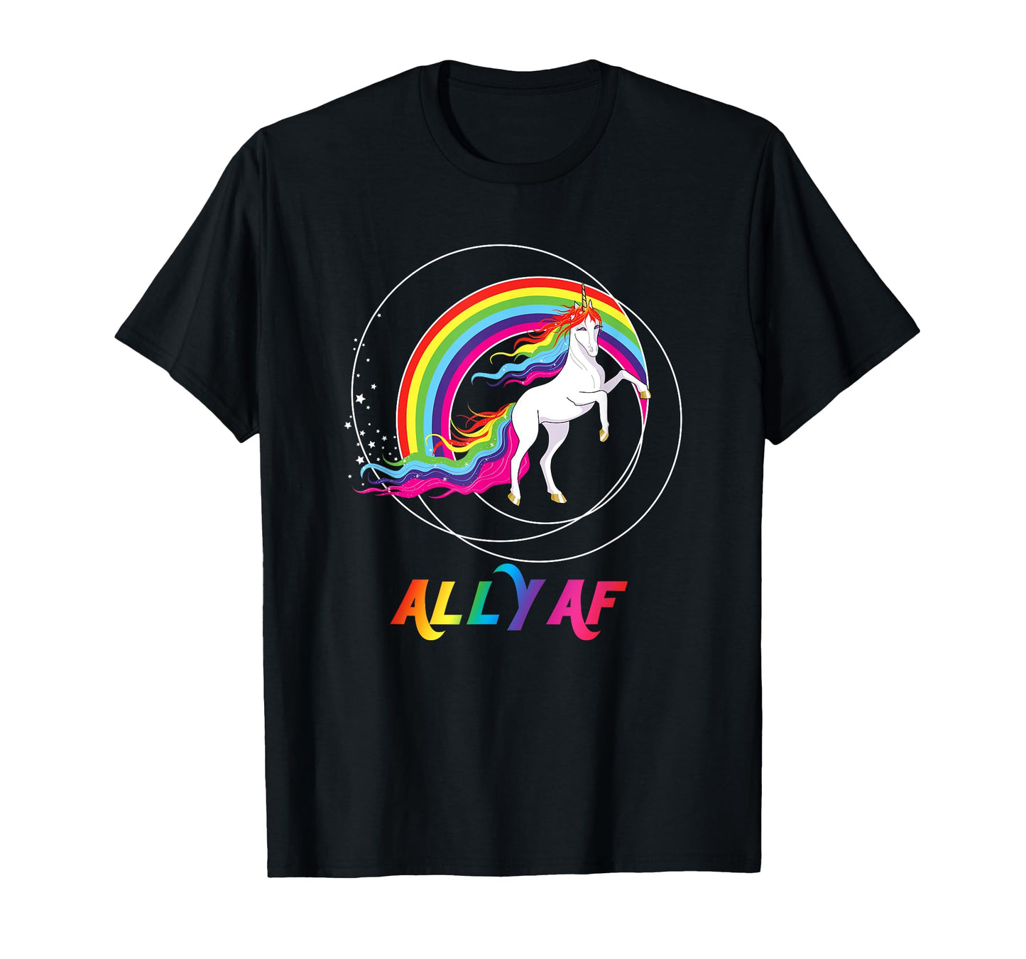 Proud Ally AF Gay Pride Allies Rainbow Pride Flag Unicorn T-Shirt