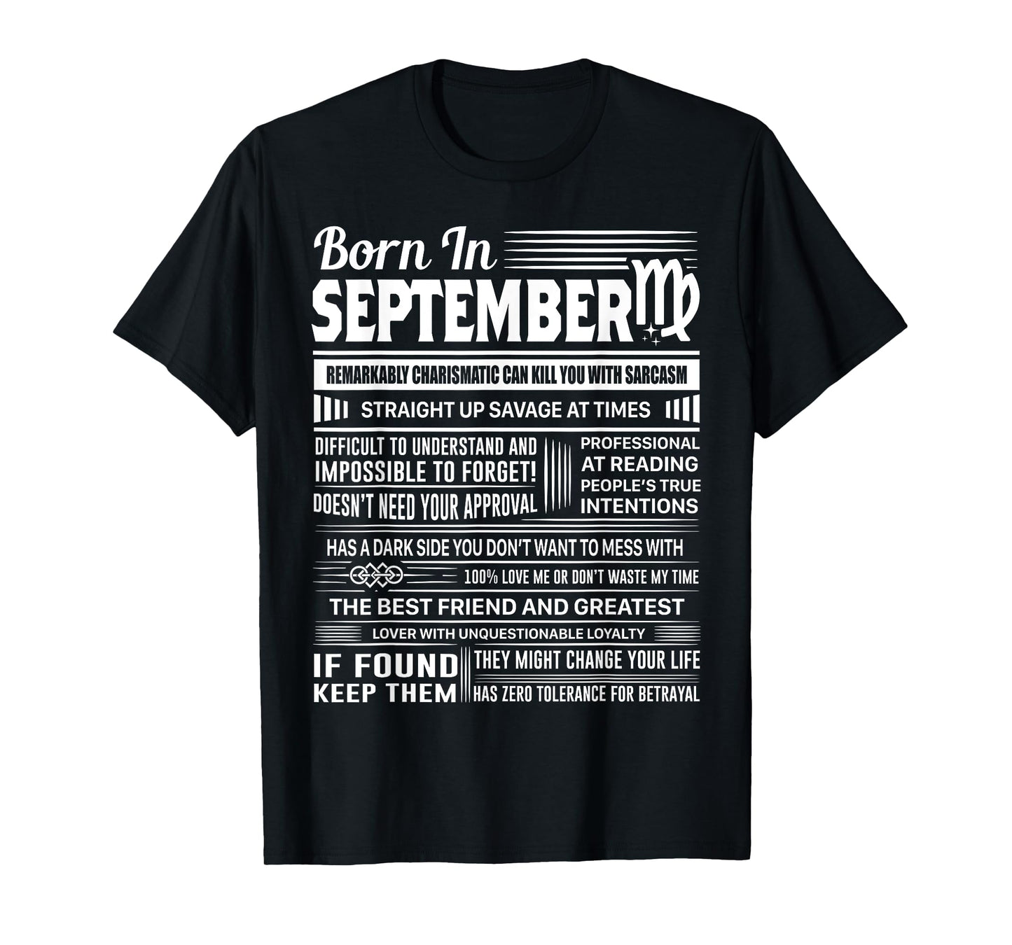 Born In September Virgo Funny Birthday Gift T-Shirt