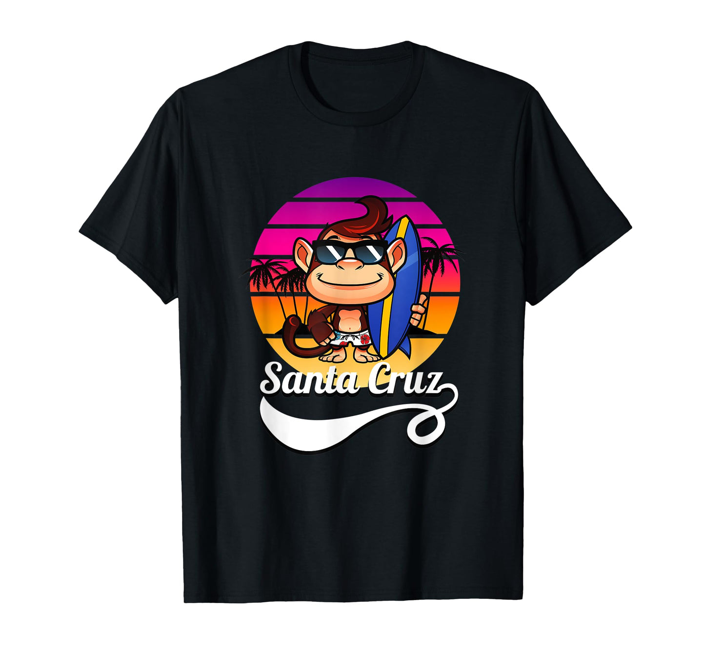Surfer Monkey Santa Cruz California Retro Sun Fun T-Shirt
