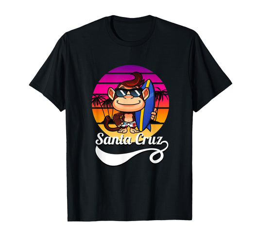 Surfer Monkey Santa Cruz California Retro Sun Fun T-Shirt