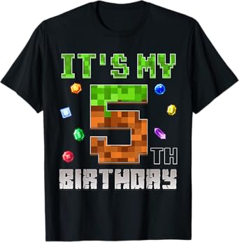 Birthday Boy Shirt It's My 5th Birthday Video Game Pixel T-Shirt