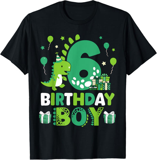 Kids 6 Year Old Shirt 6th Birthday Boy T Rex Dinosaur T-Shirt
