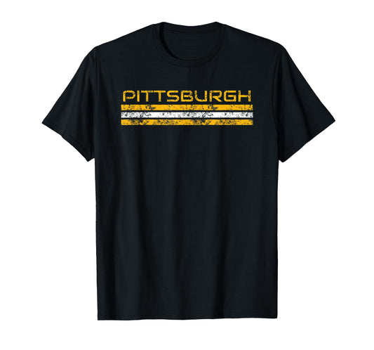 Pittsburgh Pennsylvania Vintage Three Stripe Weathered T-Shirt