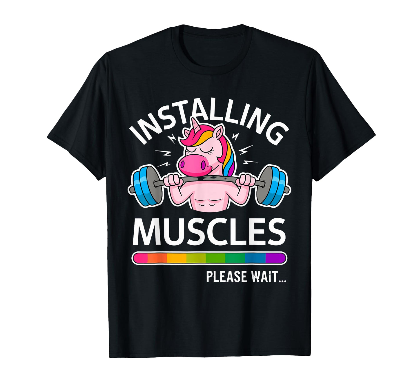 Funny Cute Unicorn Workout Gym Fitness Weightlifting T-Shirt