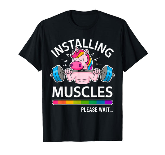 Funny Cute Unicorn Workout Gym Fitness Weightlifting T-Shirt