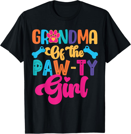 Grandma Of The Birthday Girl Dog Paw Family Matching Party T-Shirt