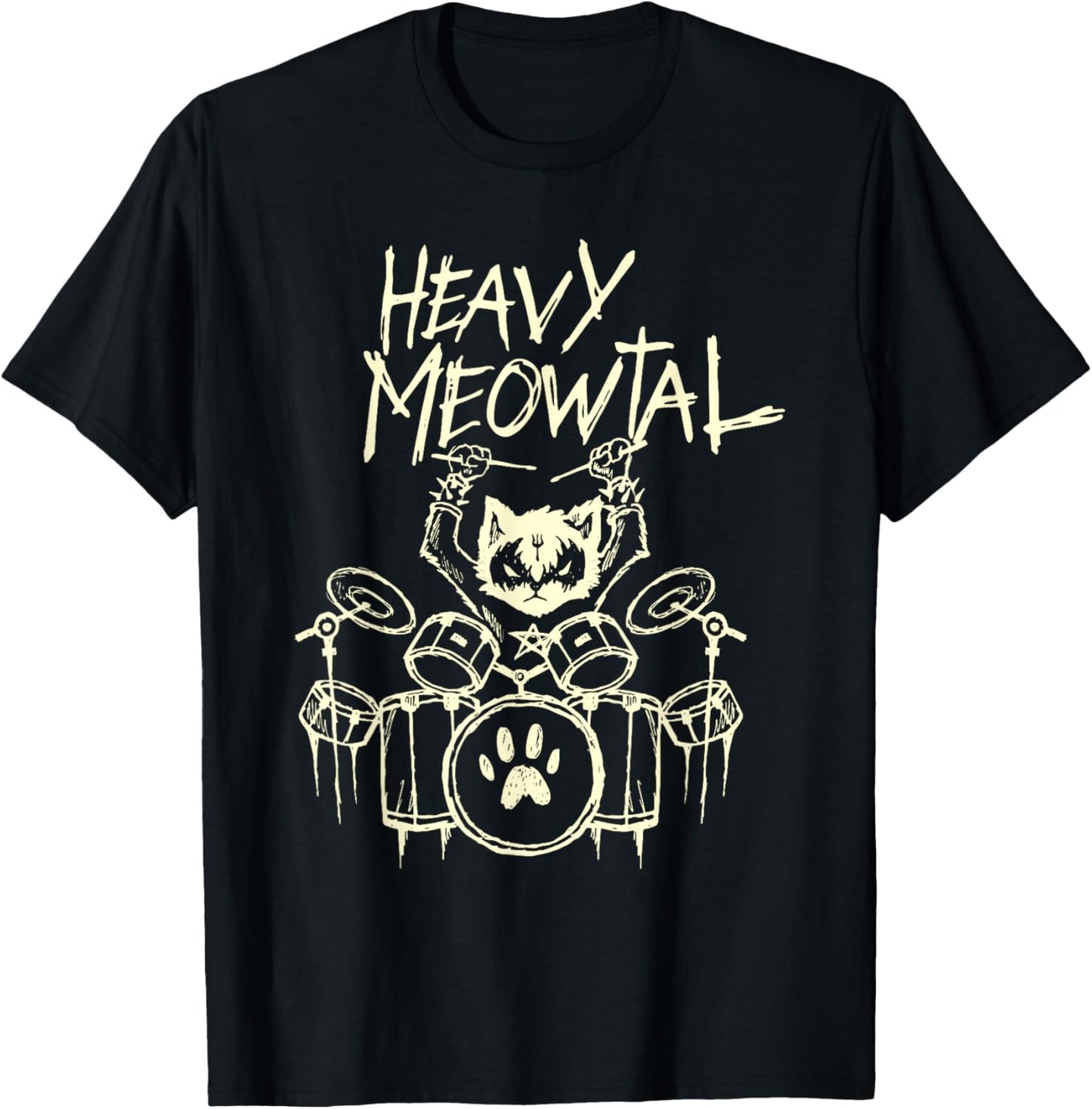 Black & Death Metal Goth Schlagzeuger Band Shirts Heavy Metal Cat Drum Kit Cat Drummer Headbanger Unisex Adult T-Shirt Small Black