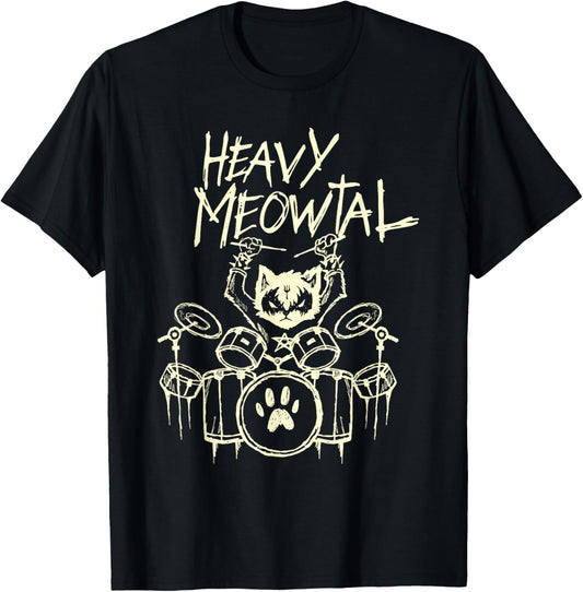 Black & Death Metal Goth Schlagzeuger Band Shirts Heavy Metal Cat Drum Kit Cat Drummer Headbanger Unisex Adult T-Shirt Small Black