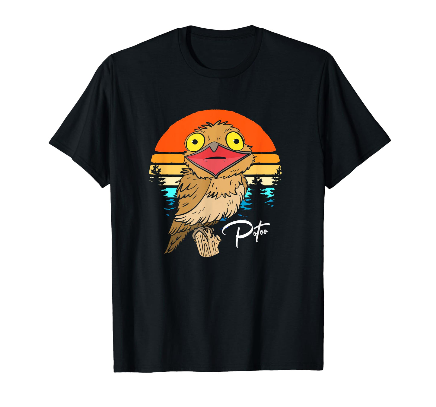 Retro Sunset Potoo Lover Potoo Bird Face T-Shirt