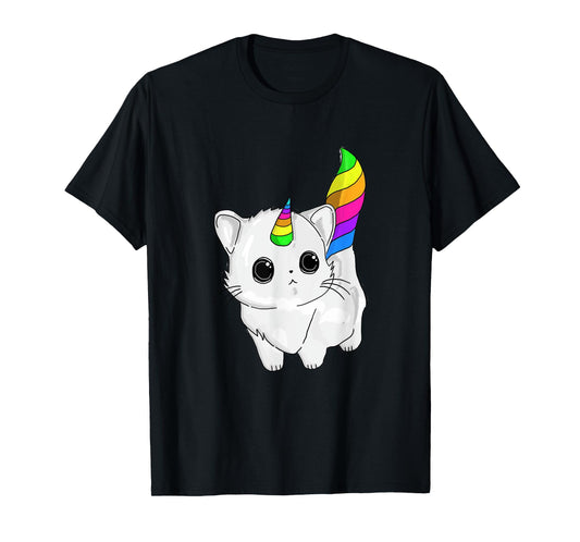 Caticorn Tshirt Unicorn Cat Shirt Rainbow Girls Boys Adults T-Shirt