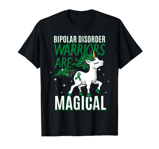 Bipolar Warrior Magical Unicorn Green Ribbon Mental Illness T-Shirt