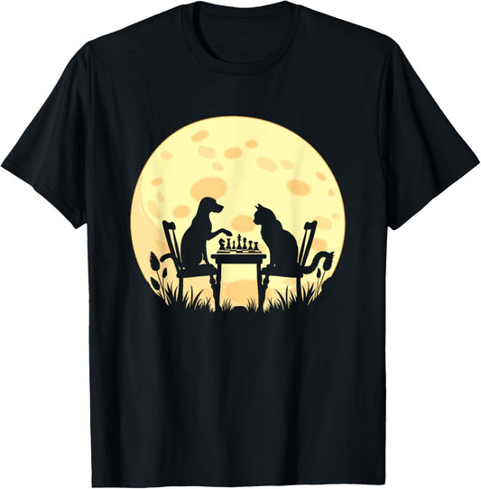 Chess Player, Chess Board Cat Dog & Funny Chess Men T-Shirt