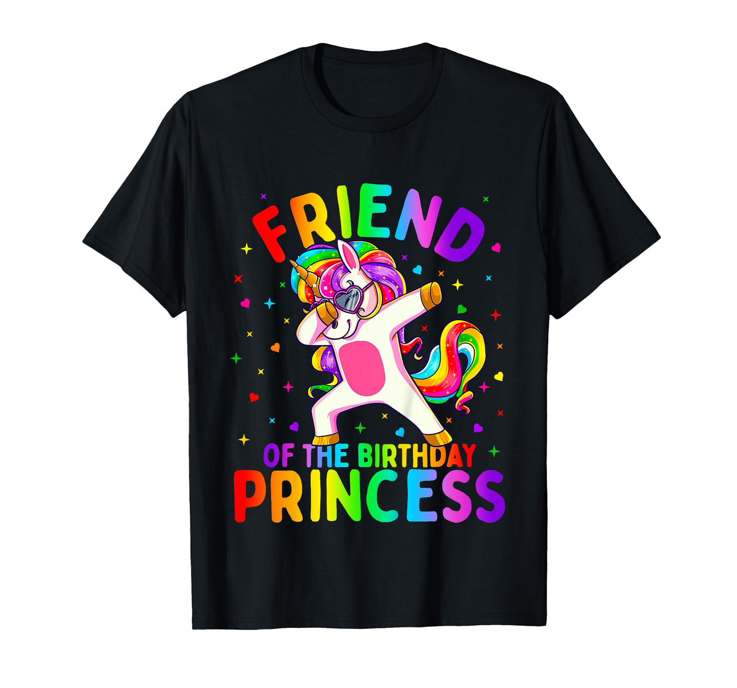 Friend of the Birthday Princess Girl Dabbing Unicorn T-Shirt