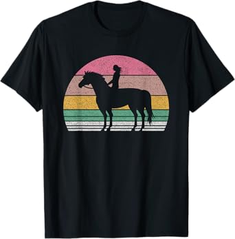 Vintage Retro Girl Horse Riding Cowgirl Texas Ranch Gift T-Shirt