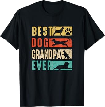 Vintage Best Dog Grandpa Ever Retro Mothers Day Dog Lovers T-Shirt