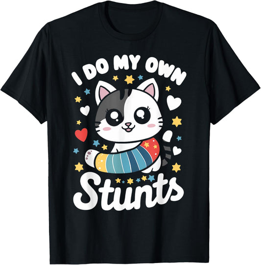I Do My Own Stunts Broken Arm Cat Kids T-Shirt