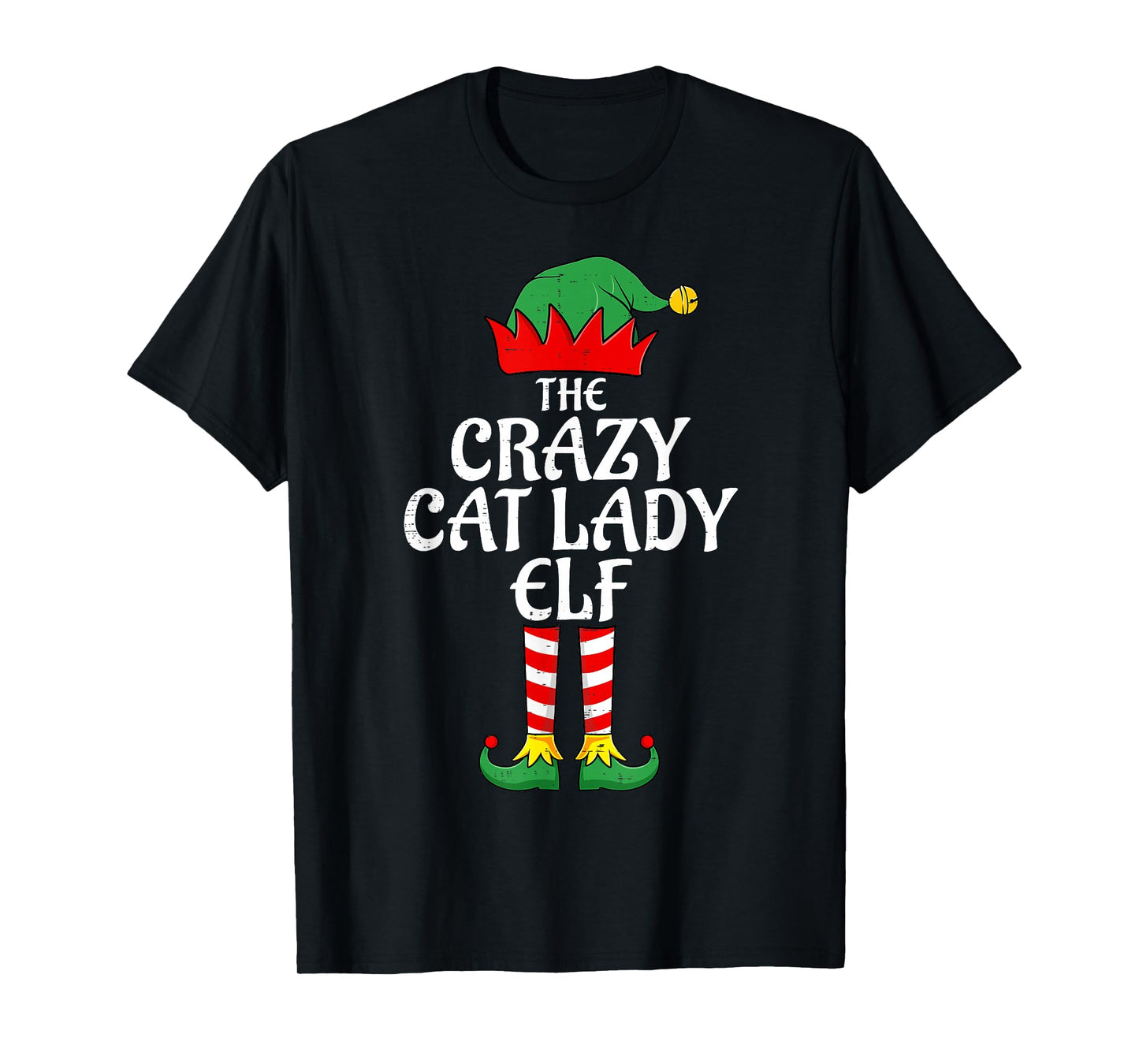 The Crazy Cat Lady Elf Christmas Family Matching Xmas Funny T-Shirt