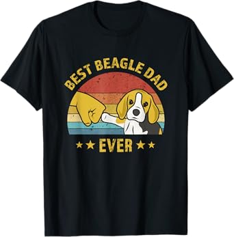 Cute Best Beagle Dad Ever Vintage Puppy Lover Retro Design T-Shirt