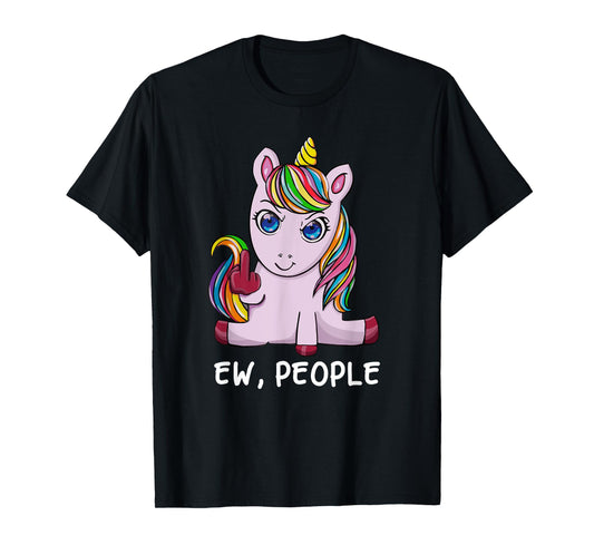 Funny Ew, People I Hate People Antisocial Unicorn T-Shirt