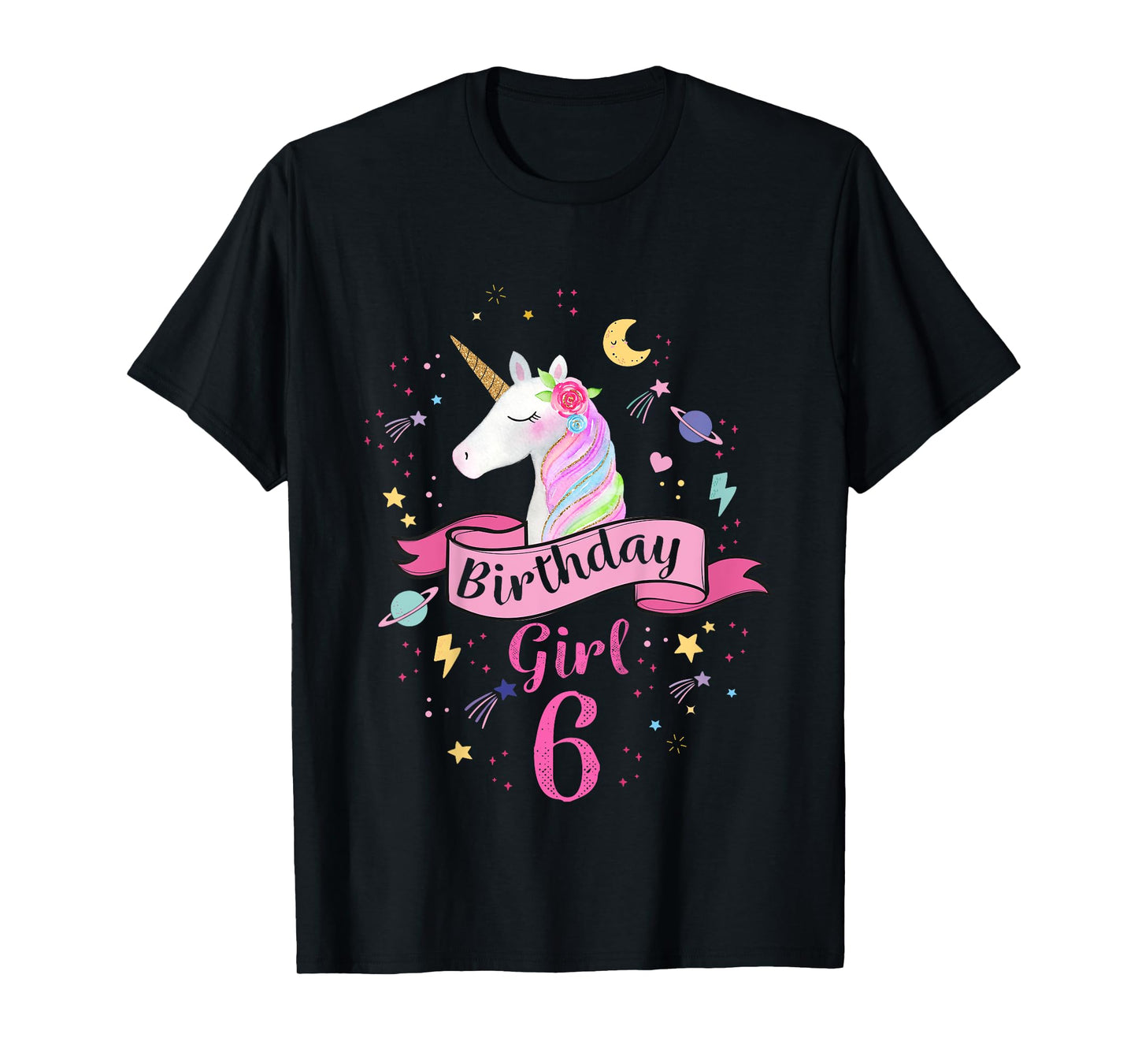 Kids 6th Birthday Girl Unicorn 6 Year Old Birthday Girl T-Shirt
