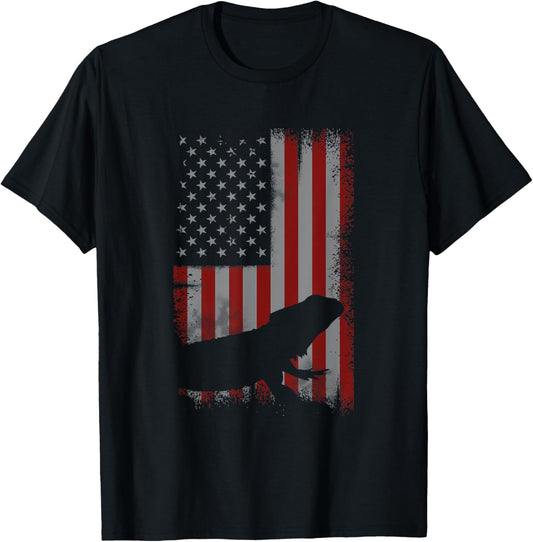 Retro American Flag Bearded Dragon Dad Lizard Lover Gift T-Shirt