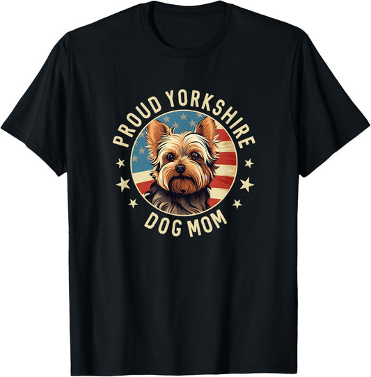 Proud Yorkshire Mom American Flag Patriotic Yorkie Mom T-Shirt