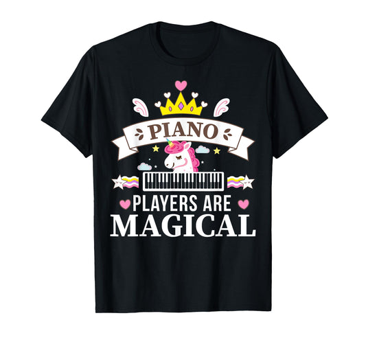 Piano Player Girl, Unicorn Student Learning Pianist Music T-Shirt