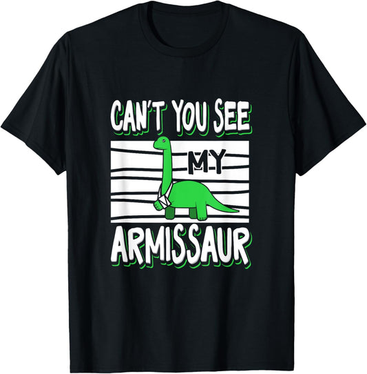Broken Arm Funny Dinosaur Cartoon Dino With Arm Sling T-Shirt