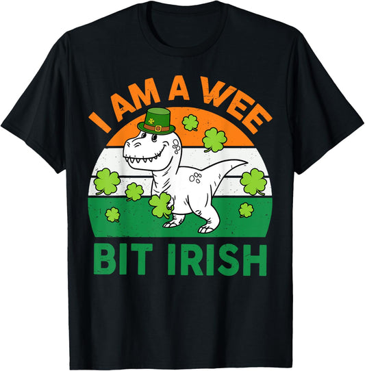 St Patrick Day Wee Bit Irish Dinosaur Toddler Boy Kids Funny T-Shirt