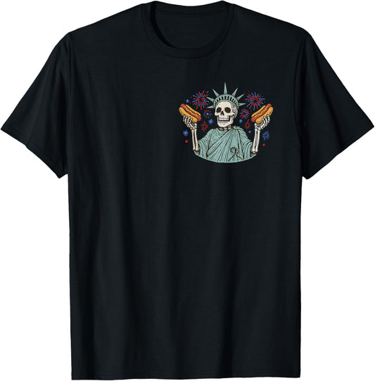 (2 SIDES) I'm Just Here For The Wieners Skeleton Hot Dog T-Shirt