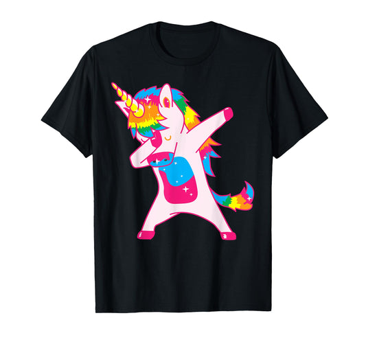 Unicorn Dancing: Pink Fluffy Unicorns Dancing On Rainbows T-Shirt