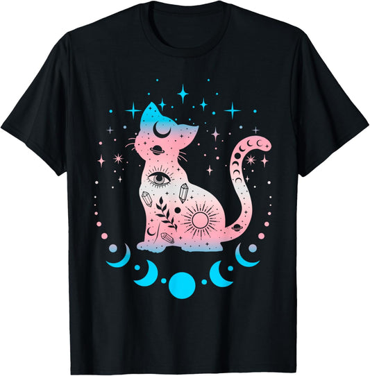 Transgender Cat Astrology Celestial LGBT Pride Trans T-Shirt