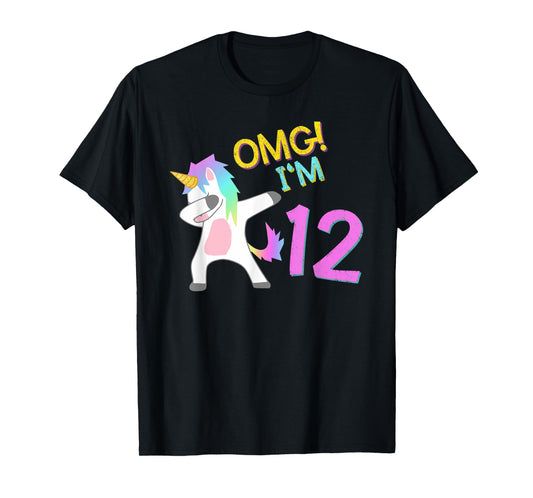 12th Birthday Dabbing Unicorn T-Shirt OMG 12 Years old girl T-Shirt