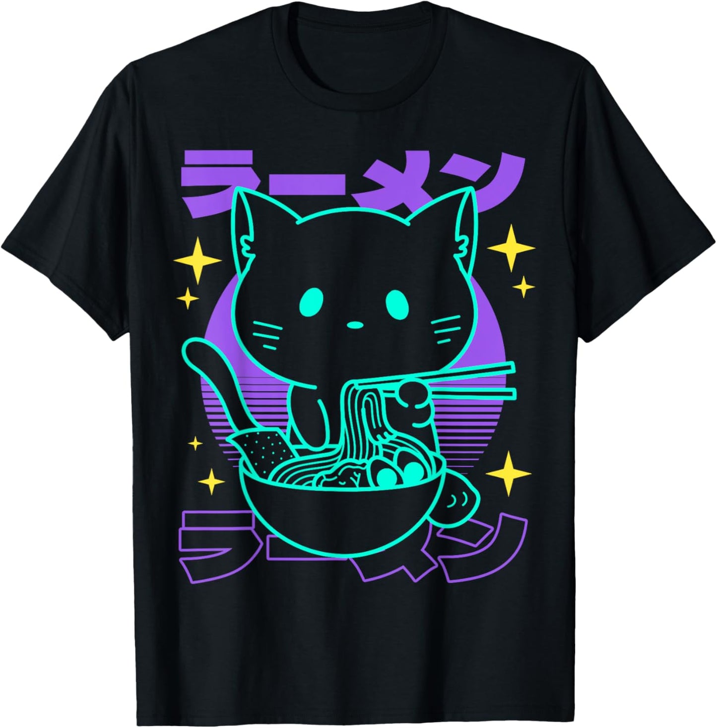 Anime Ramen Cat Japanese Retro Noodles Aesthetic Kawaii Cat T-Shirt