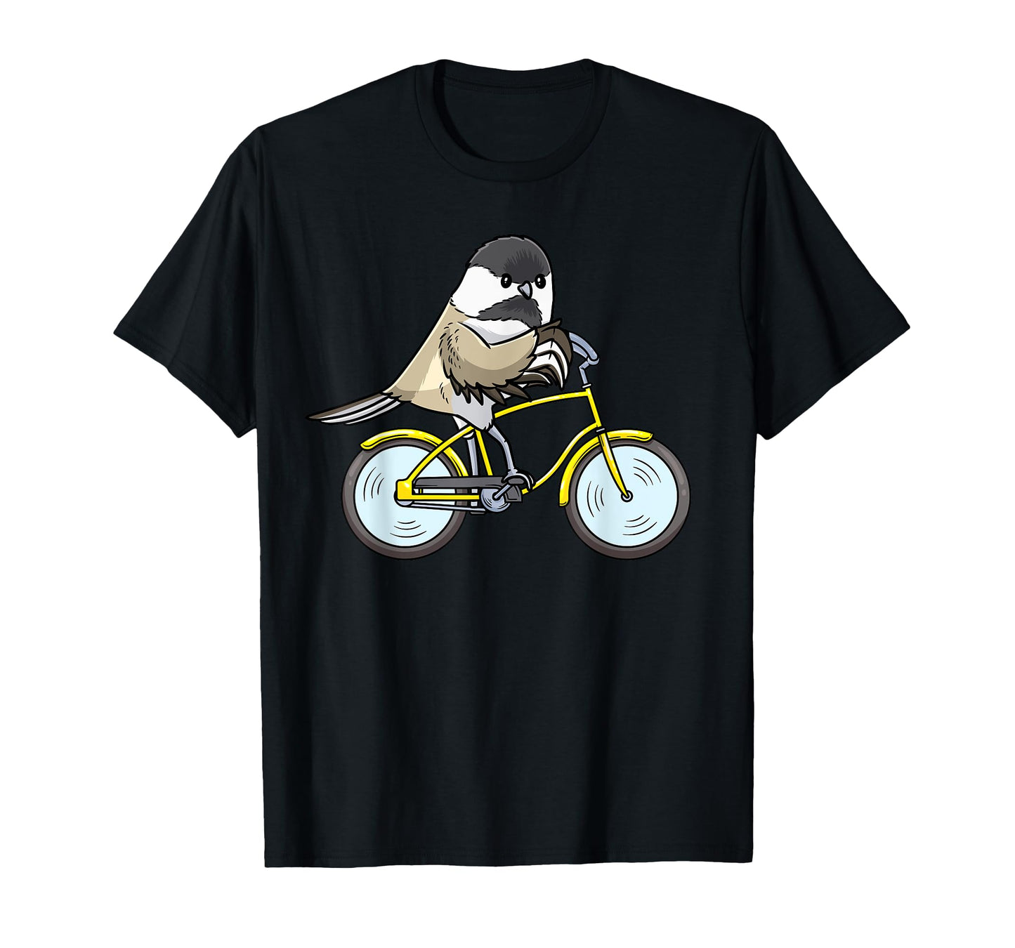Black Capped Chickadee On Bike Birding Birder Bird Watching T-Shirt