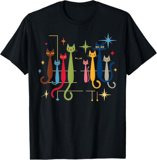 Retro Mid Century Modern Cats 50s 60s Art Vintage Style Dogs T-Shirt