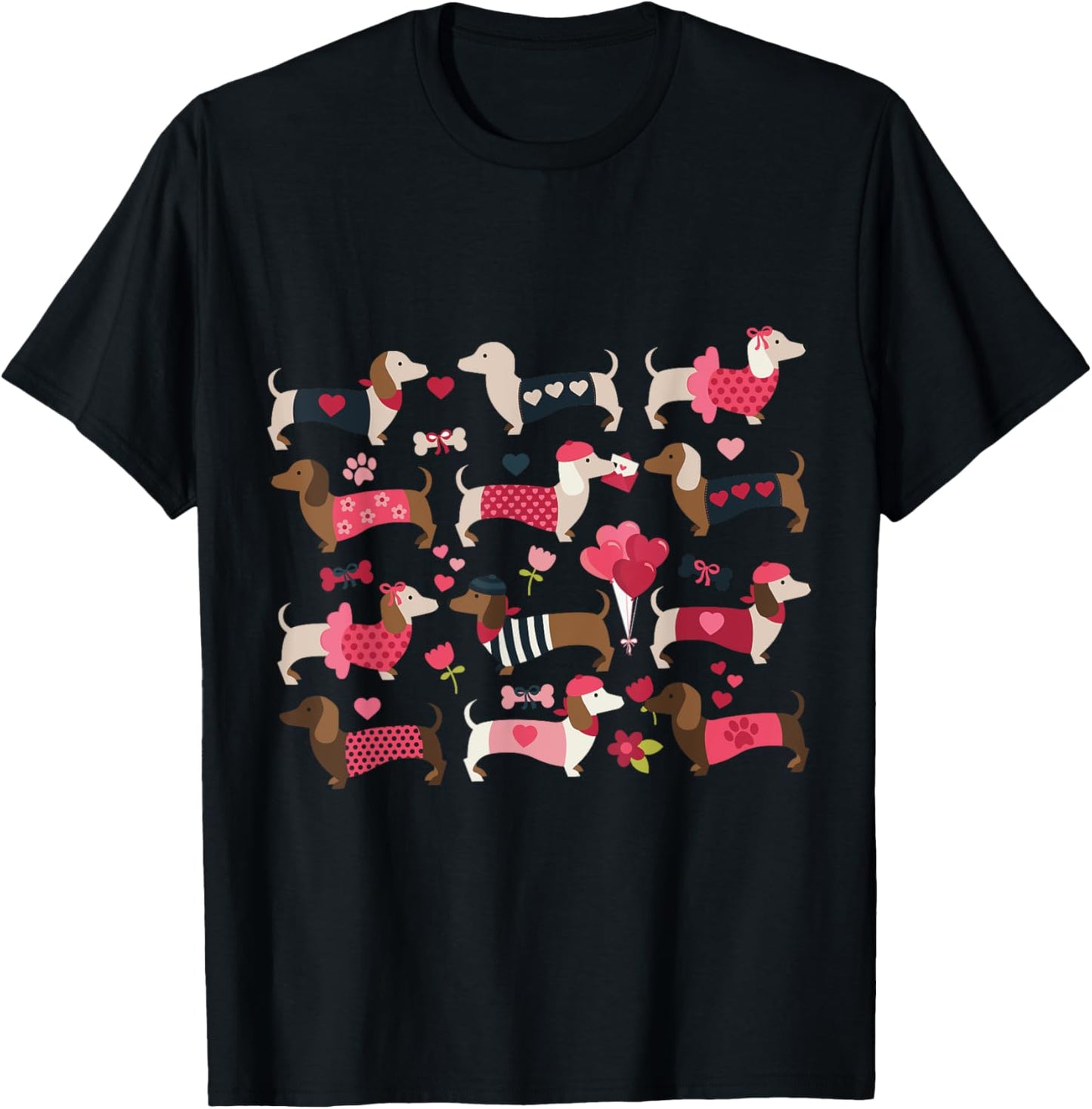 Doxie in Dog Dress Valentines Weiner Dachshund T-Shirt