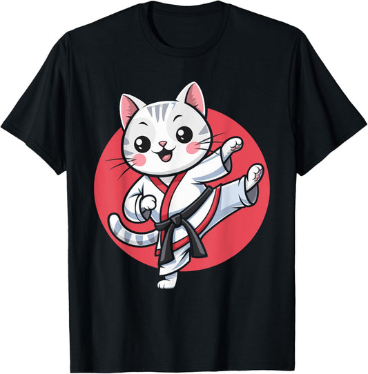 Japanese Cat Karate Kawaii jiu jitsu Women Girls Kids T-Shirt